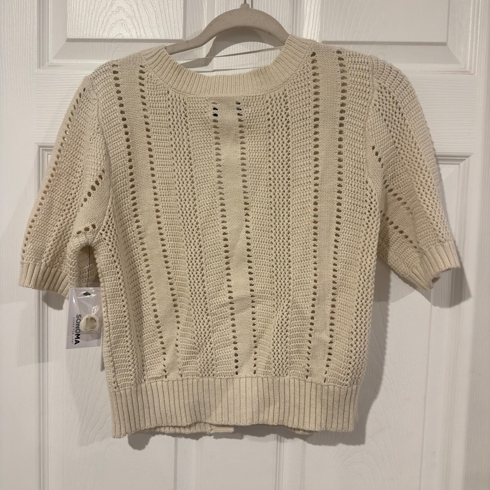 Sonoma Goods For Life Women Medium Chalk Hill Pointelle Knit Cardigan WS41S004RS - Picture 7 of 7